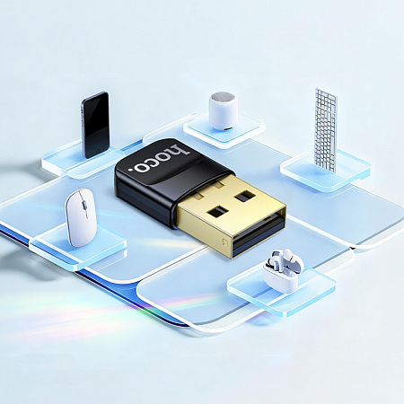 USB Bluetooth адаптер (BT 6.0), UA100, HOCO, черный