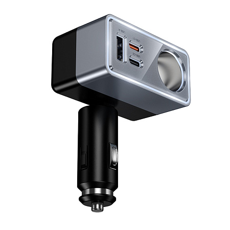 Разветвитель прикуривателя на 1 USB 15W + 2 PD 30W + 1 прикуриватель, Z59A, HOCO, черный