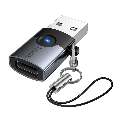 Переходник с USB 3.0 (папа) на Type-C (мама), UA46B, HOCO, серый