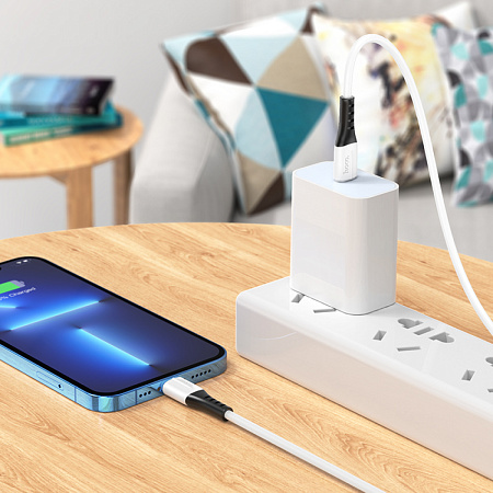 Кабель Lightning to Type-C (PD), HOCO, X82, 1м, силиконовый, белый