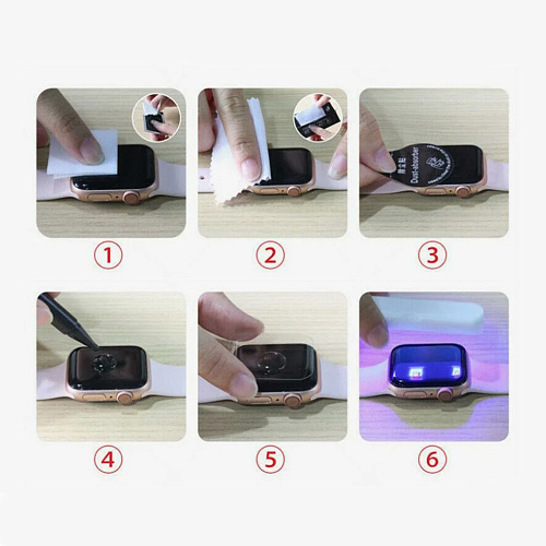 Защитное стекло на Apple Watch, 44mm, ультрафиолет, прозрачное, X-CASE