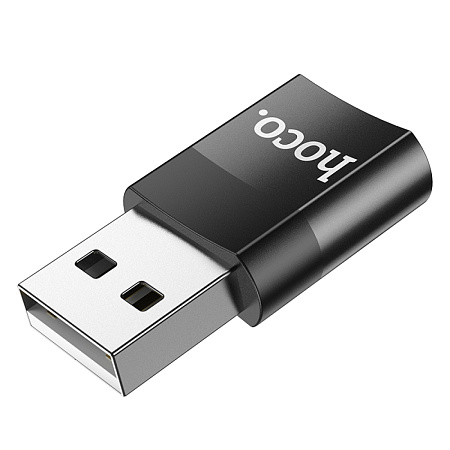Переходник с USB (папа) на Type-C (Мама), HOCO, UA17, черный