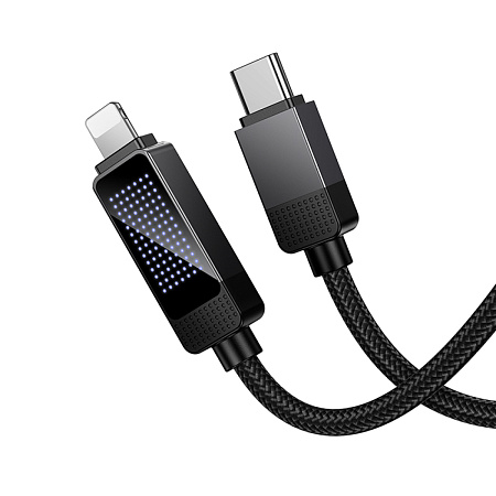 Кабель Lightning to Type-C (PD), HOCO, U154, 1.2 метра, PD 30W, с дисплеем, цвет черный