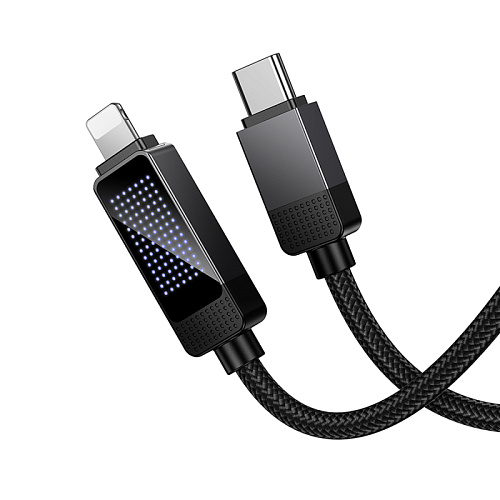 Кабель Lightning to Type-C (PD), HOCO, U154, 1.2 метра, PD 30W, с дисплеем, цвет черный