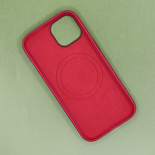 Чехол-накладка для iPhone 15, экокожа, магнитный (MagSafe), без лого, X-CASE, красный