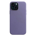 Чехол-накладка для iPhone 15, экокожа, магнитный (MagSafe), без лого, X-CASE, сиреневый