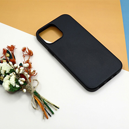 Чехол-накладка для iPhone 15 Pro Max, экокожа, магнитный (MagSafe), без лого, X-CASE, черный