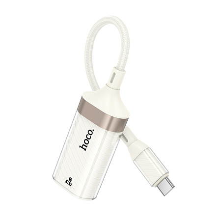 Переходник с Type-C на RJ45, UA41B, HOCO, 100mbps, сеть: 10/100Mbps, белый