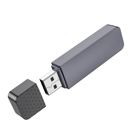Картридер 2 в 1, USB 3.0, HB45, HOCO, поддержка TF/SD карт, серый