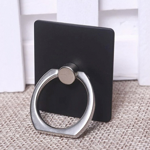 Держатель-подставка для телефона Ring квадрат (кольцо на палец), черный