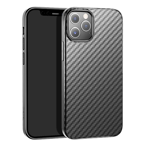 Чехол силиконовый для IPhone 12 Pro Max (6.7), Delicate shadow series, черный, Скидка
