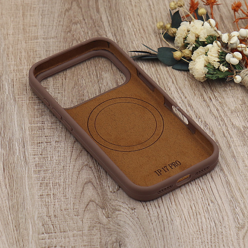 Чехол-накладка для iPhone 17 Pro, Silicon Case, магнитный (MagSafe), без лого, X-CASE, коричневый