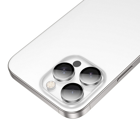 Защитное стекло для iPhone 16 Pro/16 Pro Max, V15, HOCO, на заднюю камеру, серебро