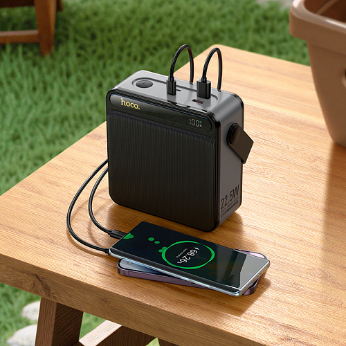 Универсальный Доп. Аккумулятор 80000mAh, J161, HOCO, выход: 2 USB 22.5W+ 2 PD 20W, с дисплеем, черный