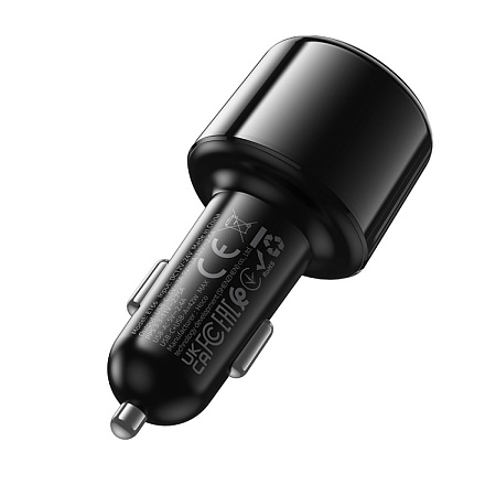 Bluetooth FM модулятор, E166 Path, HOCO, 1 USB QC3.0 (12Вт) или 5V/0.5A (для USB накопителя) +1 PD (30Вт) , черный
