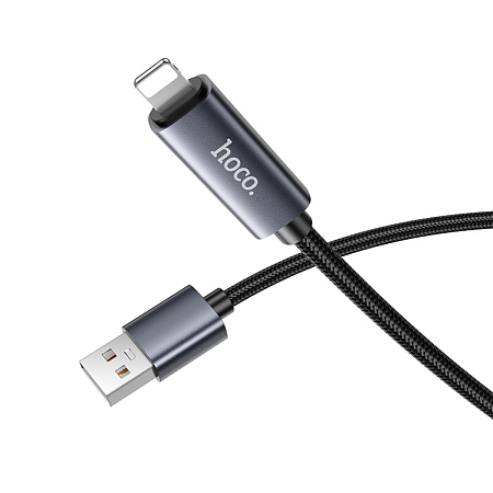 USB дата кабель Lightning, HOCO, X112, 1M, с дисплеем, черный