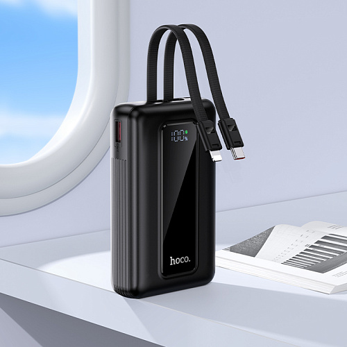 Универсальный Доп. Аккумулятор 20000mAh, J162A, HOCO, выход: 1 USB (22.5) 1 PD (20W) кабель: Type-C, Lightning, черный
