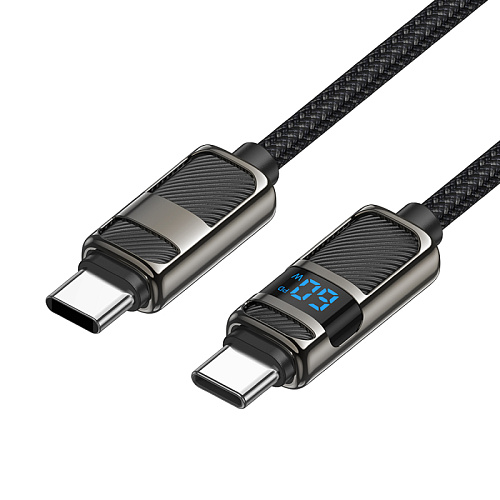 Кабель Type-C на Type-C, HOCO, U137, 60W, 1.2м, с дисплеем, черный