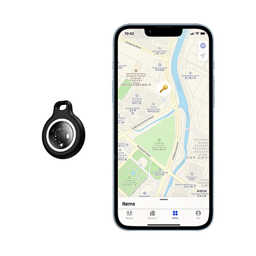 Устройство для поиска вещей E91 (комплект 4 штуки), синхронизация с IOS, Носо, белый с черным чехлом