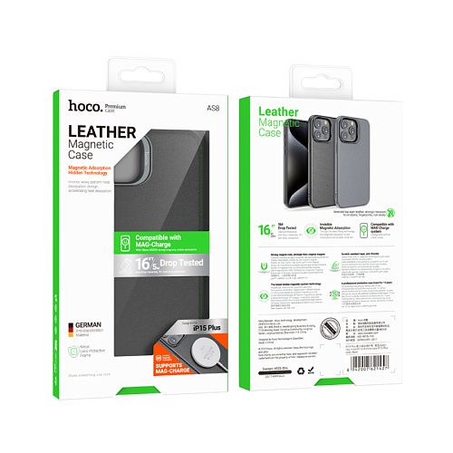 Чехол для iPhone 15, TPU+PU, Магнитный (MagSafe), AS8, HOCO, черный