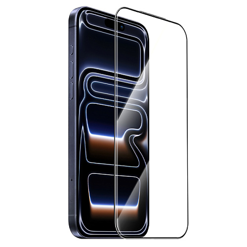 Защитное стекло для iPhone 17 Pro, G16, HOCO, Guardian shield series full-screen 5D large arc tempered glass, черное