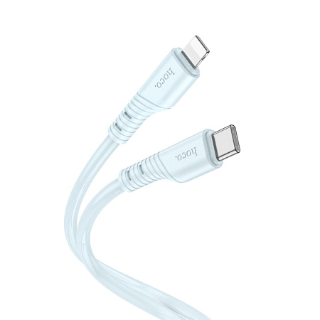 Кабель Lightning to Type-C (PD), HOCO, X97, 1м, силиконовый, 20W, светло-голубой