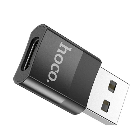 Переходник с USB (папа) на Type-C (Мама), HOCO, UA17, черный