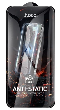 Защитное стекло для iPhone 14 Pro Max, G10, HOCO, Full screen HD anti-static tempered glass, черное