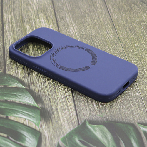 Чехол-накладка для iPhone 15 Pro, Silicon Case, магнитный (MagSafe), без лого, X-CASE, темно-синий