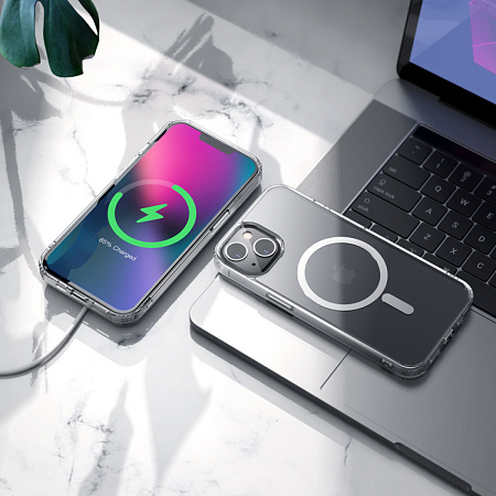 Чехол силиконовый для iPhone 14, Магнитный (MagSafe), HOCO, прозрачный