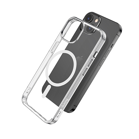 Чехол силиконовый для iPhone 14, Магнитный (MagSafe), HOCO, прозрачный