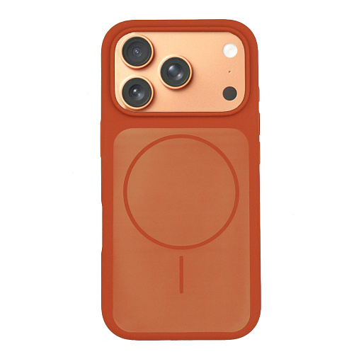 Чехол-накладка для iPhone 17 Pro, Silicon Case, магнитный (MagSafe), с дизайном, без лого, X-CASE, оранжевый