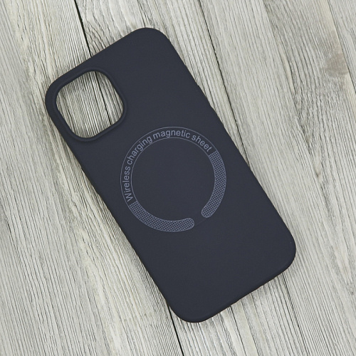 Чехол-накладка для iPhone 15, Silicon Case, магнитный (MagSafe), без лого, X-CASE, угольно-серый