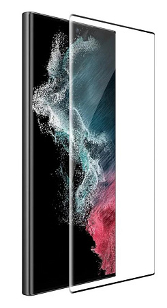 Защитное стекло на Samsung Galaxy S23 Ultra, полный клей, черное, X-CASE