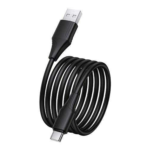 Usb кабель Type-C, HOCO, X124, силиконовый, 1м, ток до 2.3A, черный