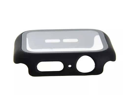 Защитное стекло на Apple Watch, 42mm, черное, с силиконовым чехлом