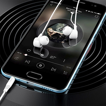 Проводные наушники M82, La musique universal earphones, HOCO, вакуумные с микрофоном, белые