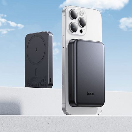 Универсальный Доп. Аккумулятор 5000mAh, J160, HOCO, 1 PD 10W, беспроводная зарядка (MagSafe), серый