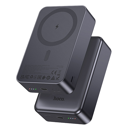 Универсальный Доп. Аккумулятор 20000mAh, J160B, HOCO, 1 PD 20W, беспроводная зарядка (MagSafe), серый