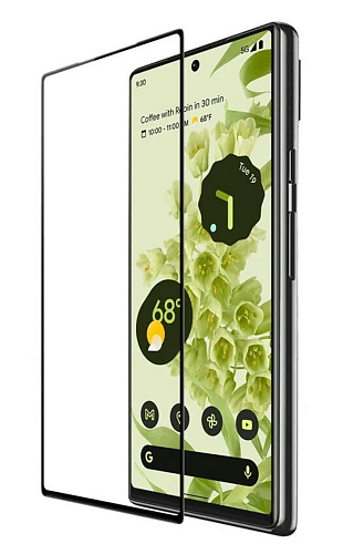 Защитное стекло на Google Pixel 6, прозрачное с черной рамкой, X-CASE