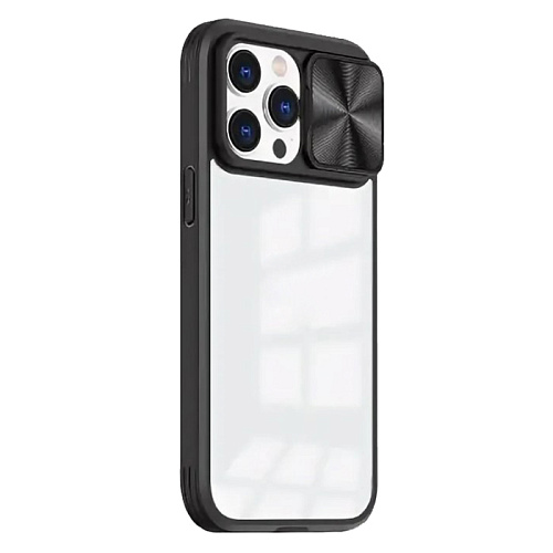 Чехол силиконовый для iPhone 14 Pro (6.1), с выдвижной защитой камеры, X-CASE, черный