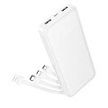 Универсальный Доп. Аккумулятор 10000mAh, J163, HOCO, выход: 2 USB, 1 PD (20W), кабель: Type-C, Lightning, Micro, белый