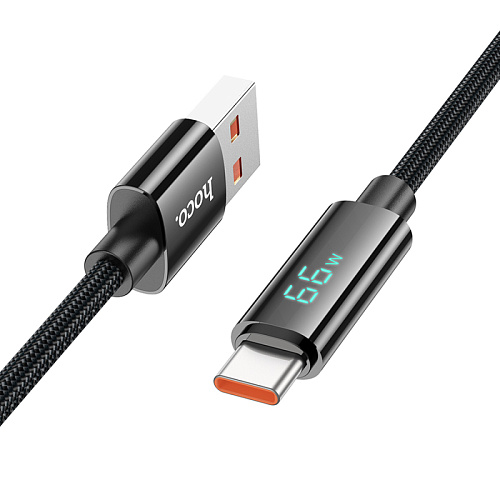 USB Кабель Type-C, HOCO, U125, 1.2м, 5A с дисплеем, черный