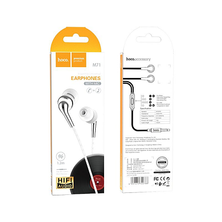   M71 Inspiring universal earphones with mic, HOCO,   , 