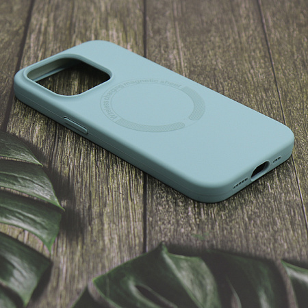 Чехол-накладка для iPhone 15 Pro, Silicon Case, магнитный (MagSafe), без лого, X-CASE, бирюзовый