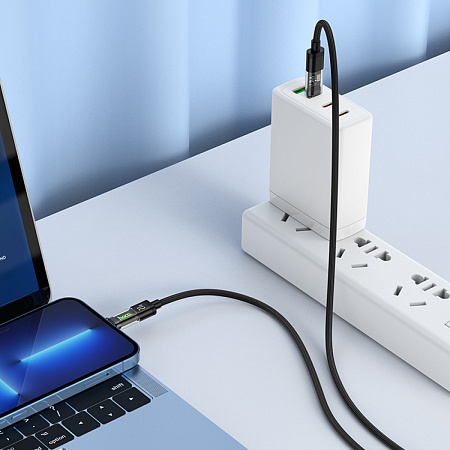 Кабель Lightning to Type-C (PD), HOCO, U116, 1.2м, черный