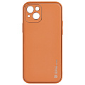 Чехол силиконовый для iPhone 13 (6.1), Graceful Leather series, HOCO, оранжевый