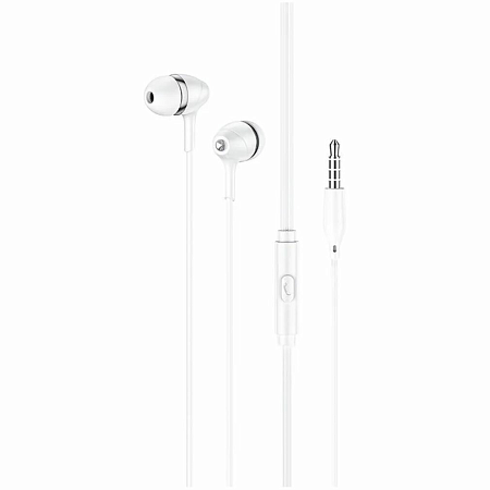 Проводные наушники M76 Maya universal earphones, HOCO, вакуумные с микрофоном, белые