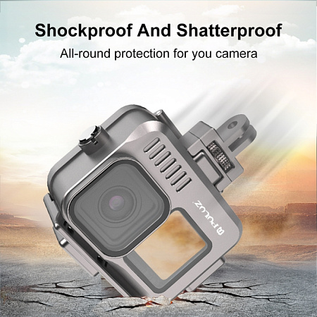 Чехол для GoPro HERO13/12/11/10/9, алюминиевый, для дайвинга 40 м погружение, вакуумный, PULUZ
