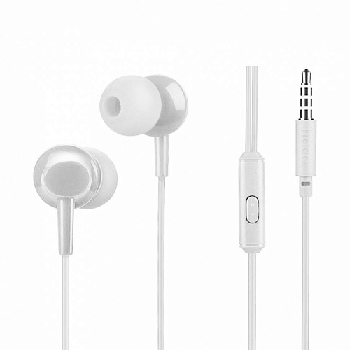 Проводные наушники M14 Universal Earphone, вакуумные с микрофоном, HOCO, белые